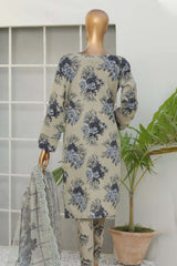 Hz Unstitched 3 Piece Bold Co Ords Print Cotton Suit-BCE-58