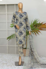 Hz Unstitched 3 Piece Bold Co Ords Print Cotton Suit-BCE-58