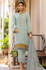 Bin Saeed Stitched 3 Piece Luxury Plain Cotton With Chiffon Dupatta Collection'2025-SMPC-1868-Ferozi