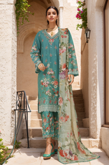 Bin Saeed Stitched 3 Piece Luxury Front Open Cutwork Suit-SM-2079-Teal
