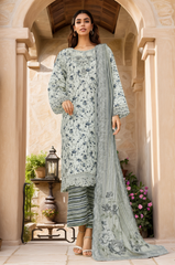 Bin Saeed Stitched 3 Piece Luxury Front Open Cutwork Suit-SM-2080-Off White