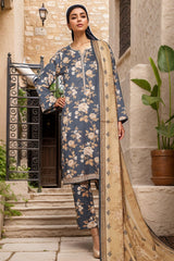 Bin Saeed Stitched 3 Piece Exc Printed Lawn Vol-04 Drop-02 Suit-NSM-2326-Dark Green