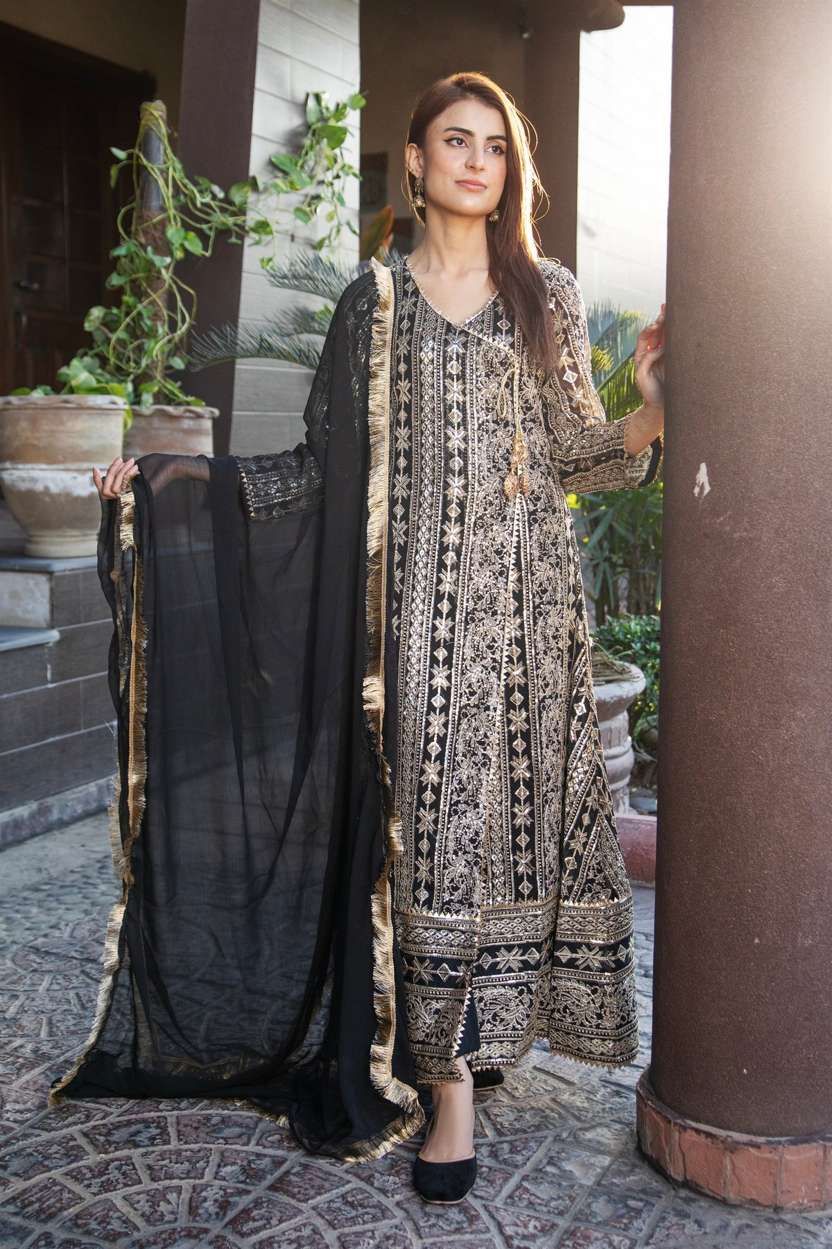 Manahils Stitched Formals Kurti 122-Black