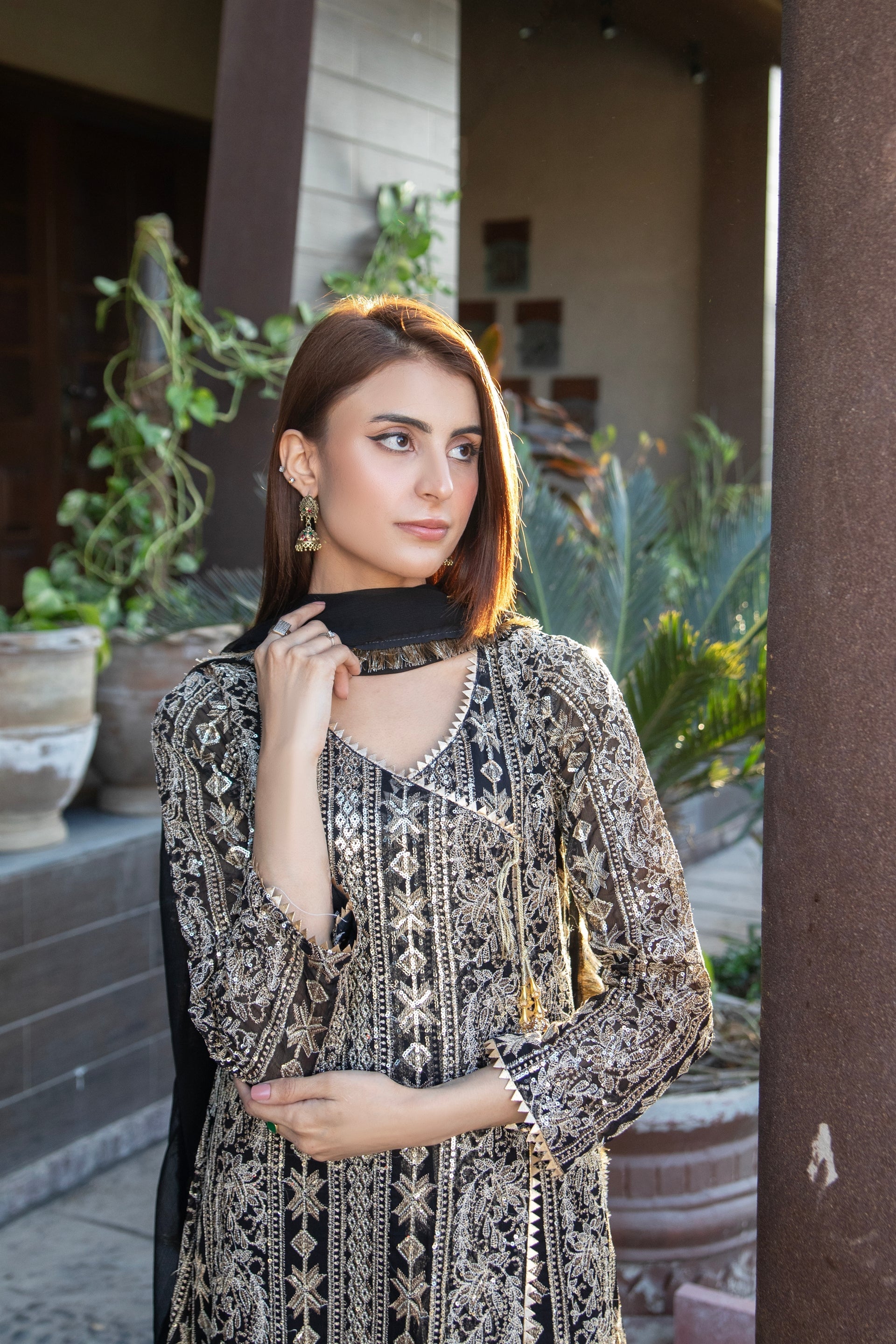 Manahils Stitched Formals Kurti 122-Black