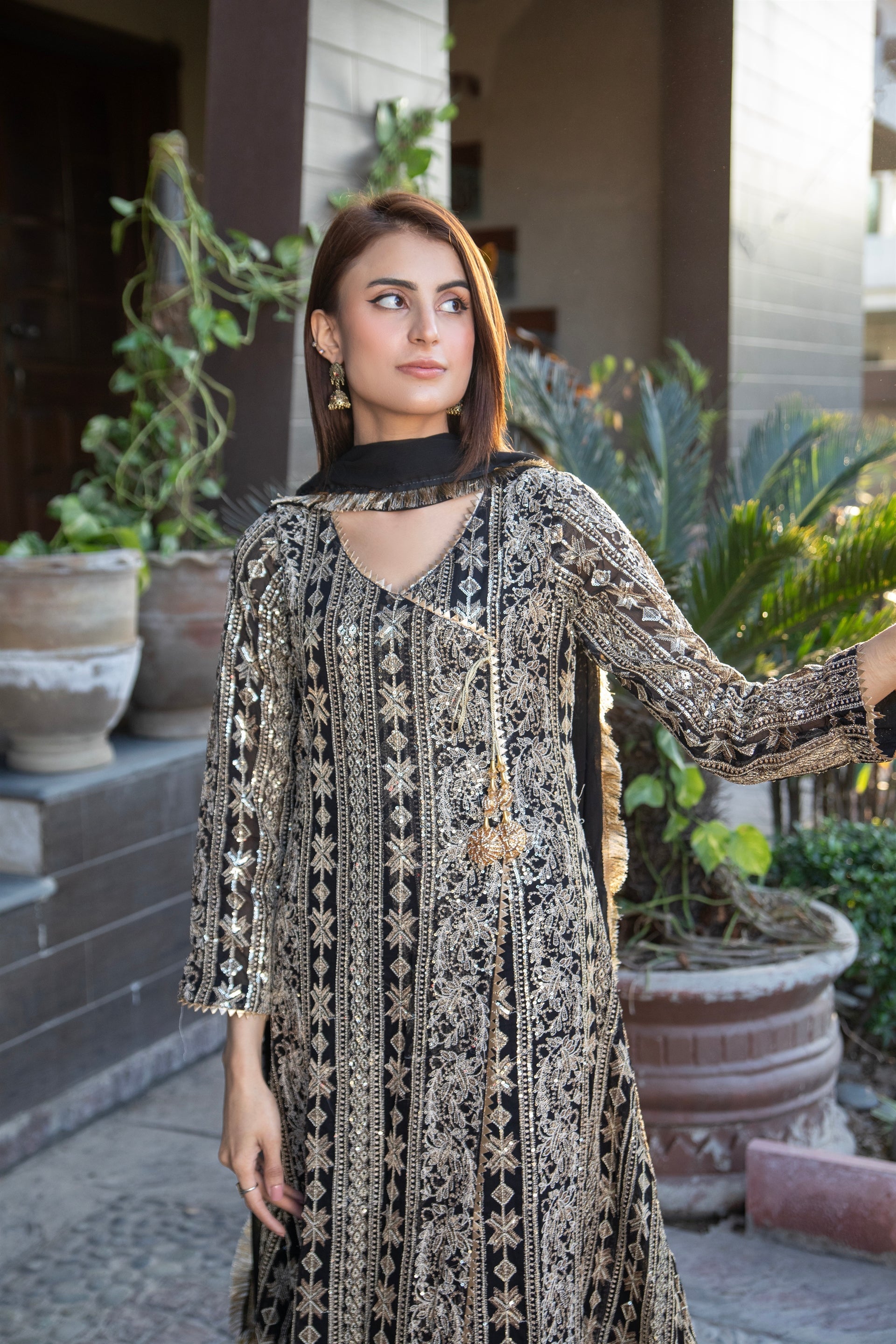 Manahils Stitched Formals Kurti 122-Black