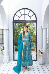 Manahils Stitched Formals Kurti 105-Teal