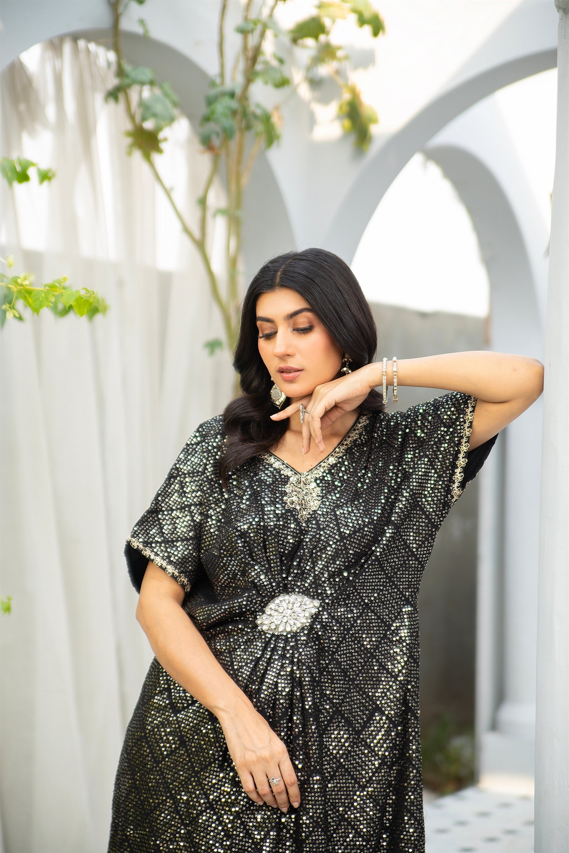 Manahils Stitched Formals Wa 03-Kaftan-Black