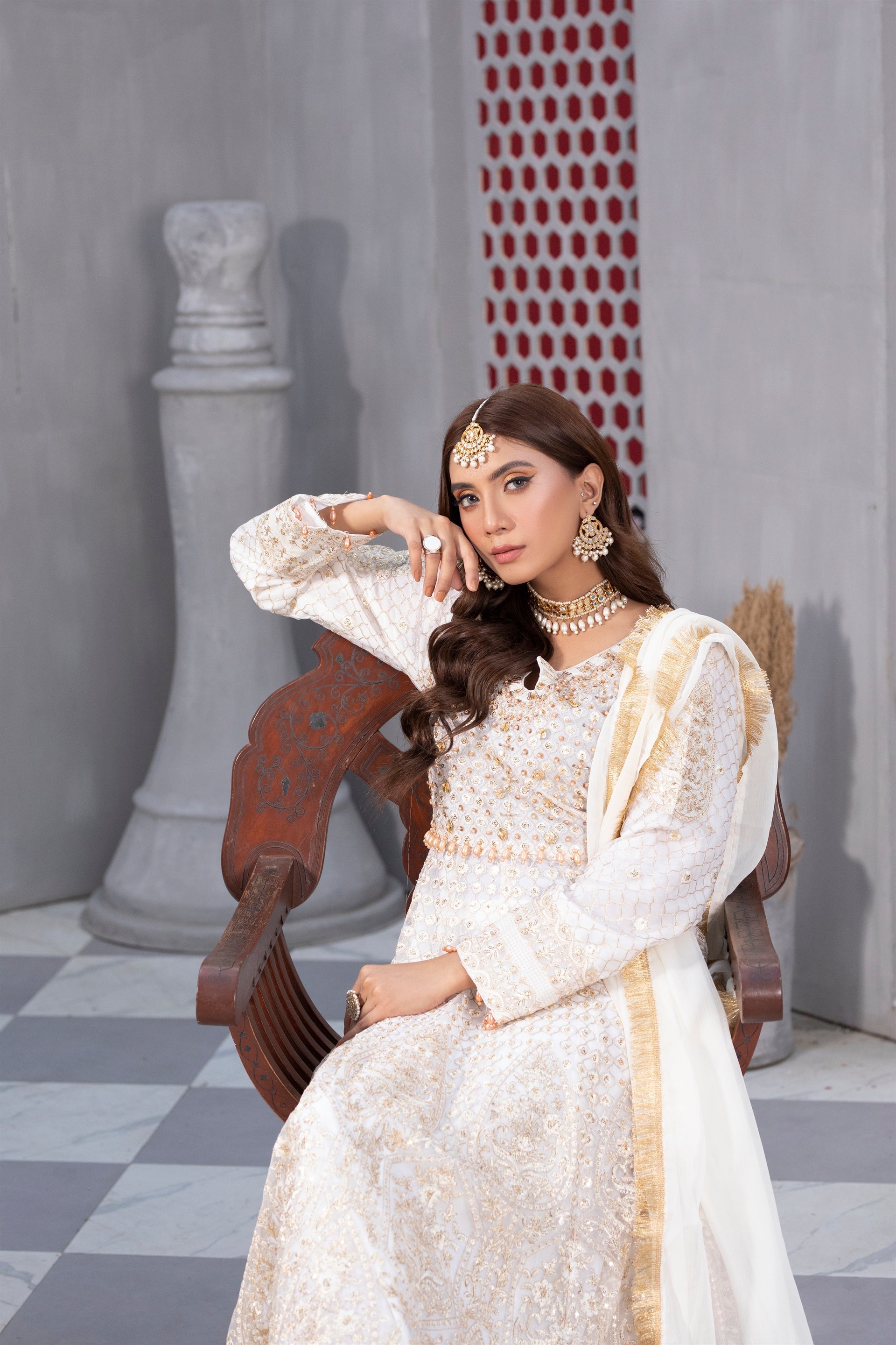 Manahils Stitched Formals Kurti-B-002-For The Love Off White