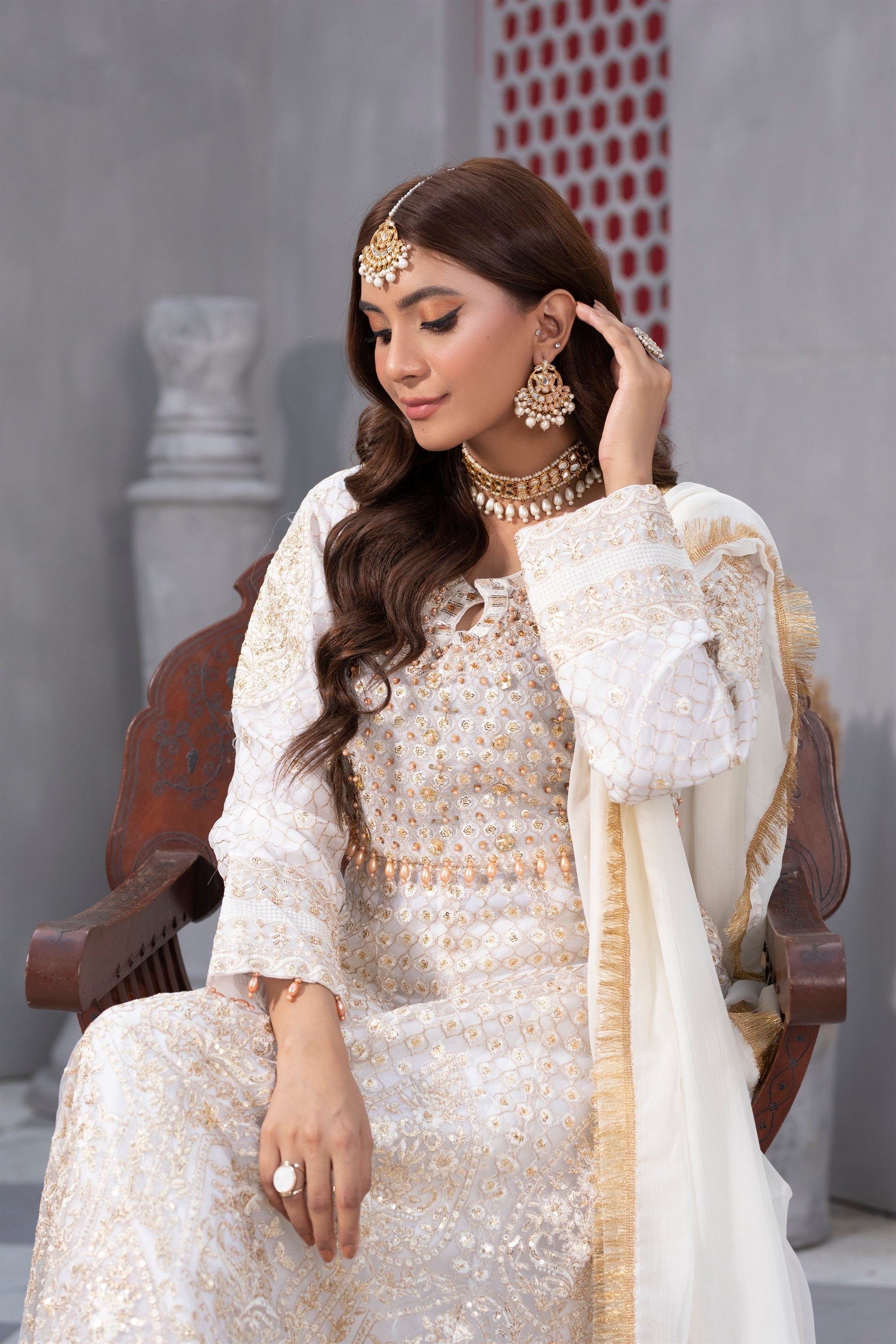 Manahils Stitched Formals Kurti-B-002-For The Love Off White