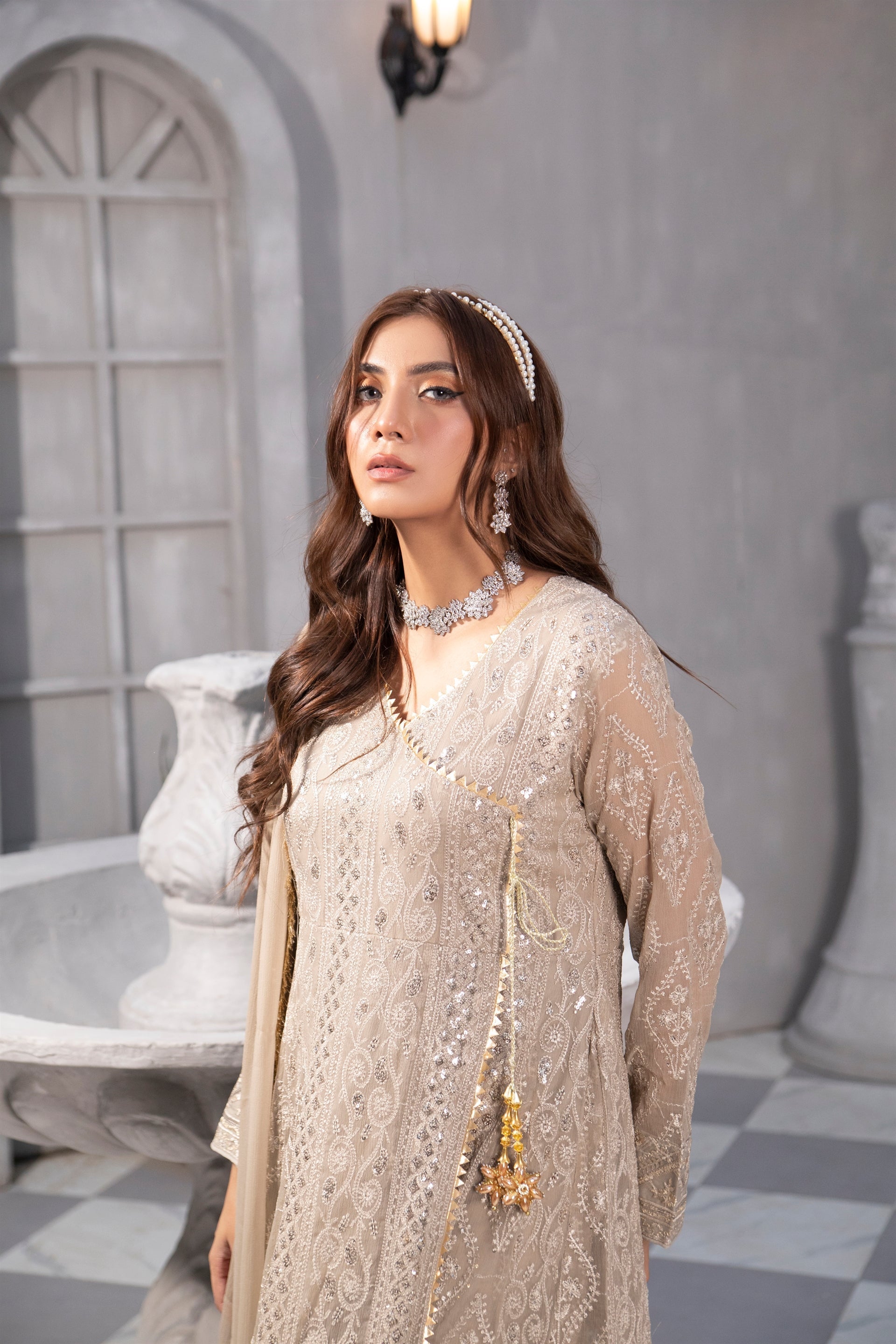 Manahils Stitched Formals Kurti 099