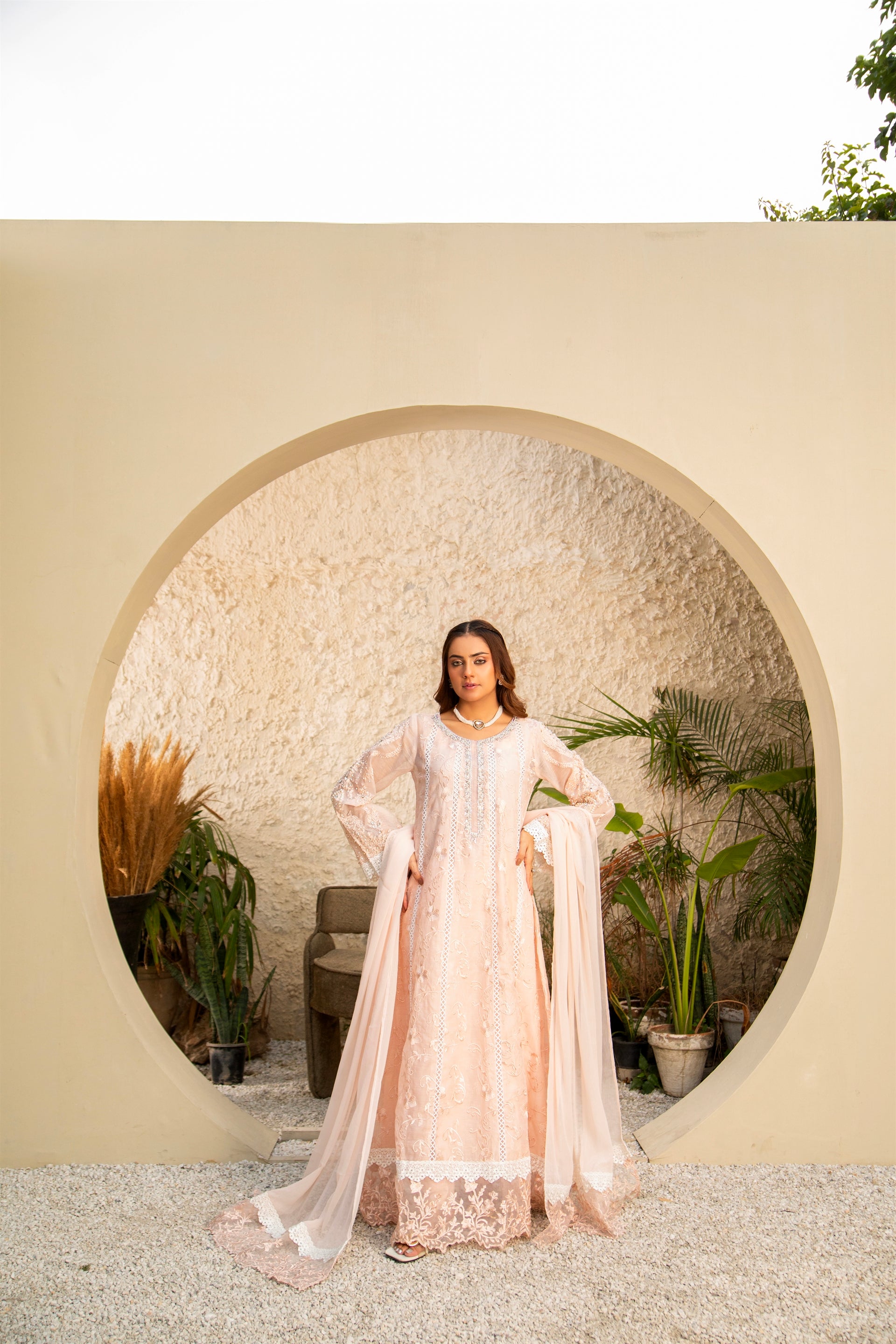 Manahils Stitched Formals K-152-Peach