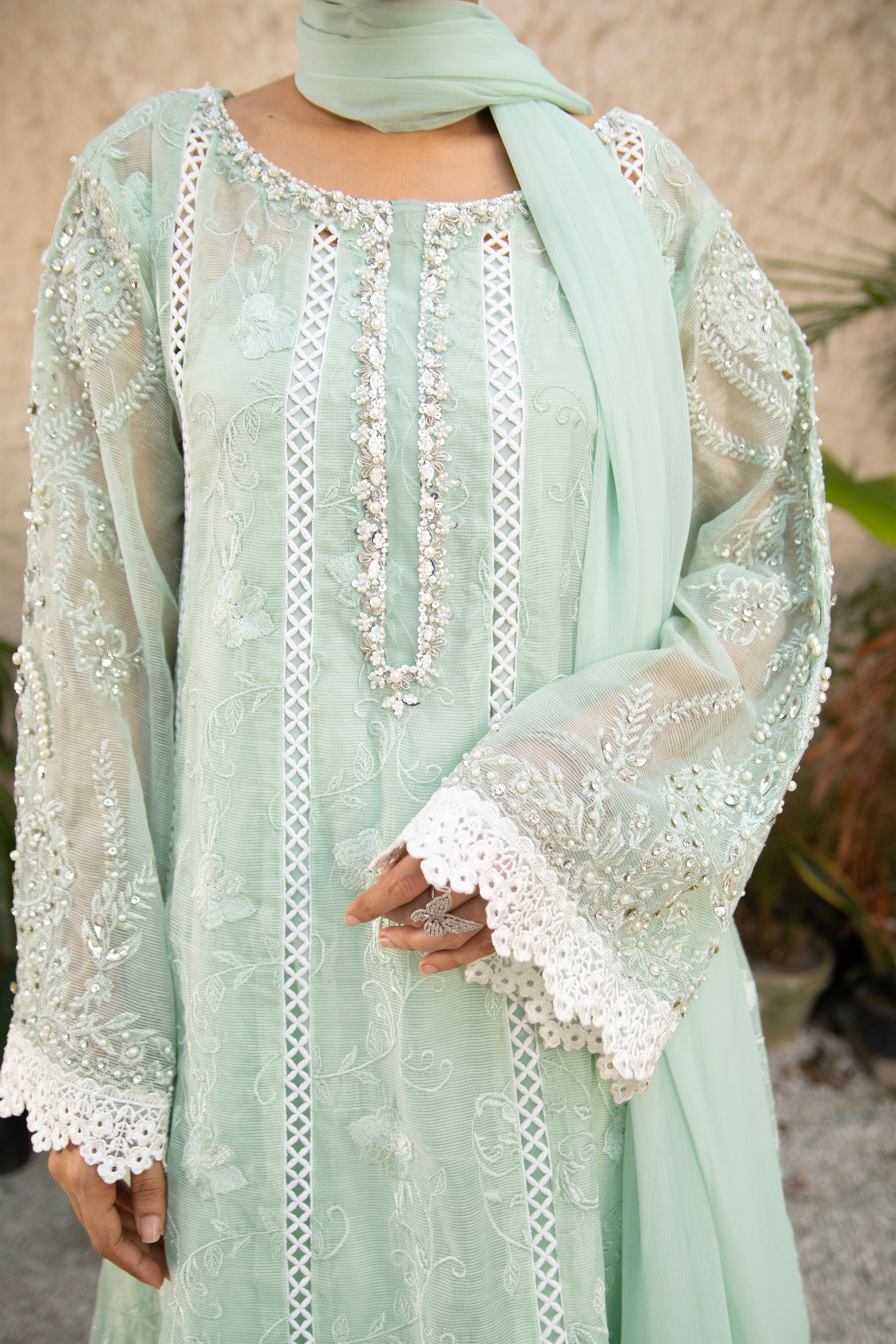 Manahils Stitched Formals K-152-Aqua