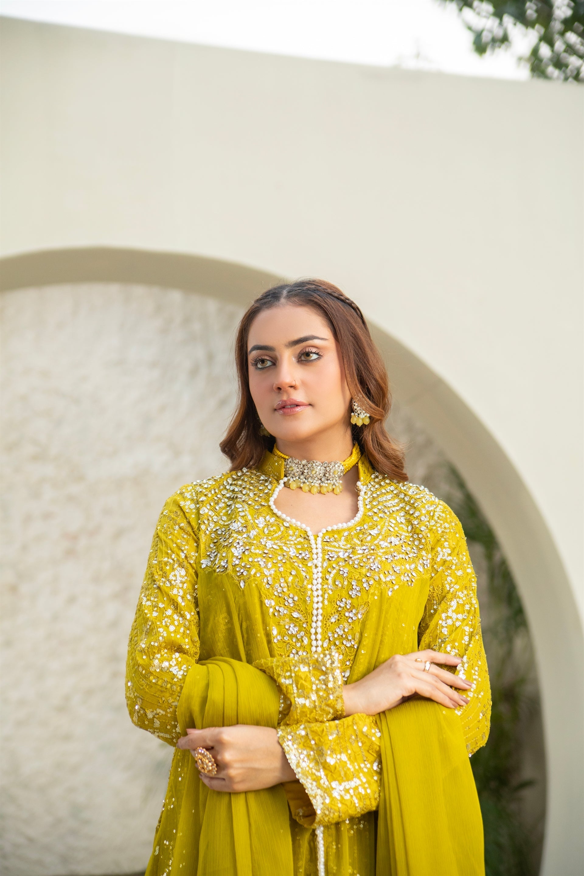 Manahils Stitched Formals Sw 04-Mustard