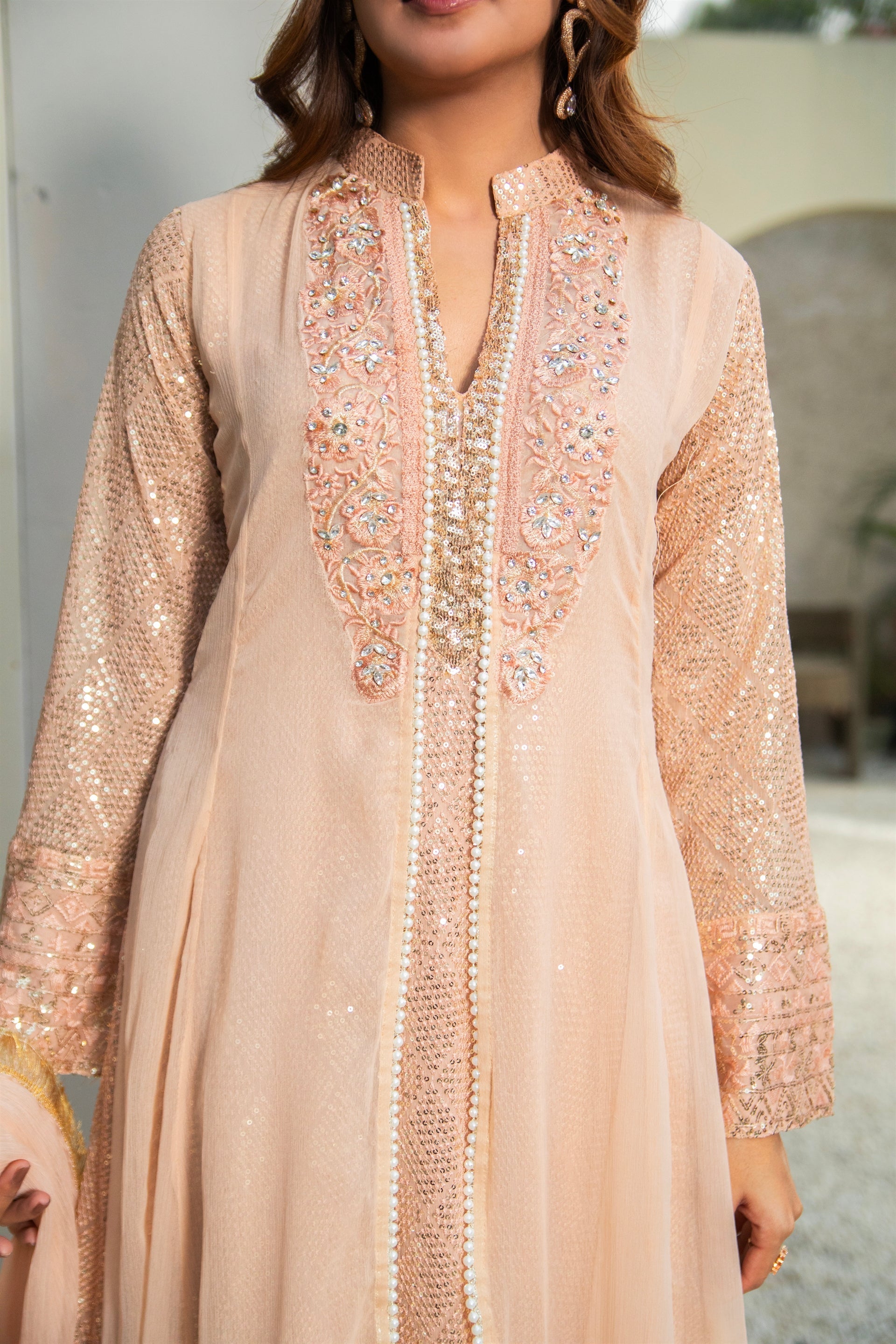 Manahils Stitched Formals K-147-Peach