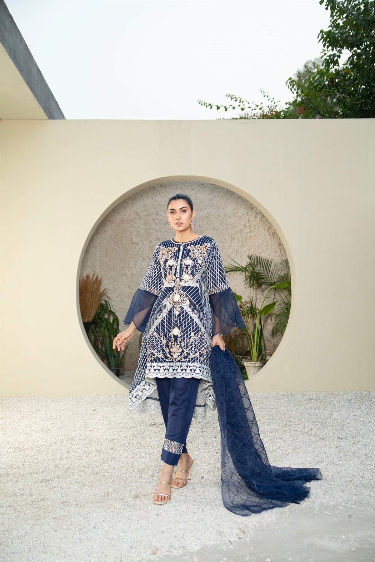 Manahils Stitched Mlt-01-Navy Blue