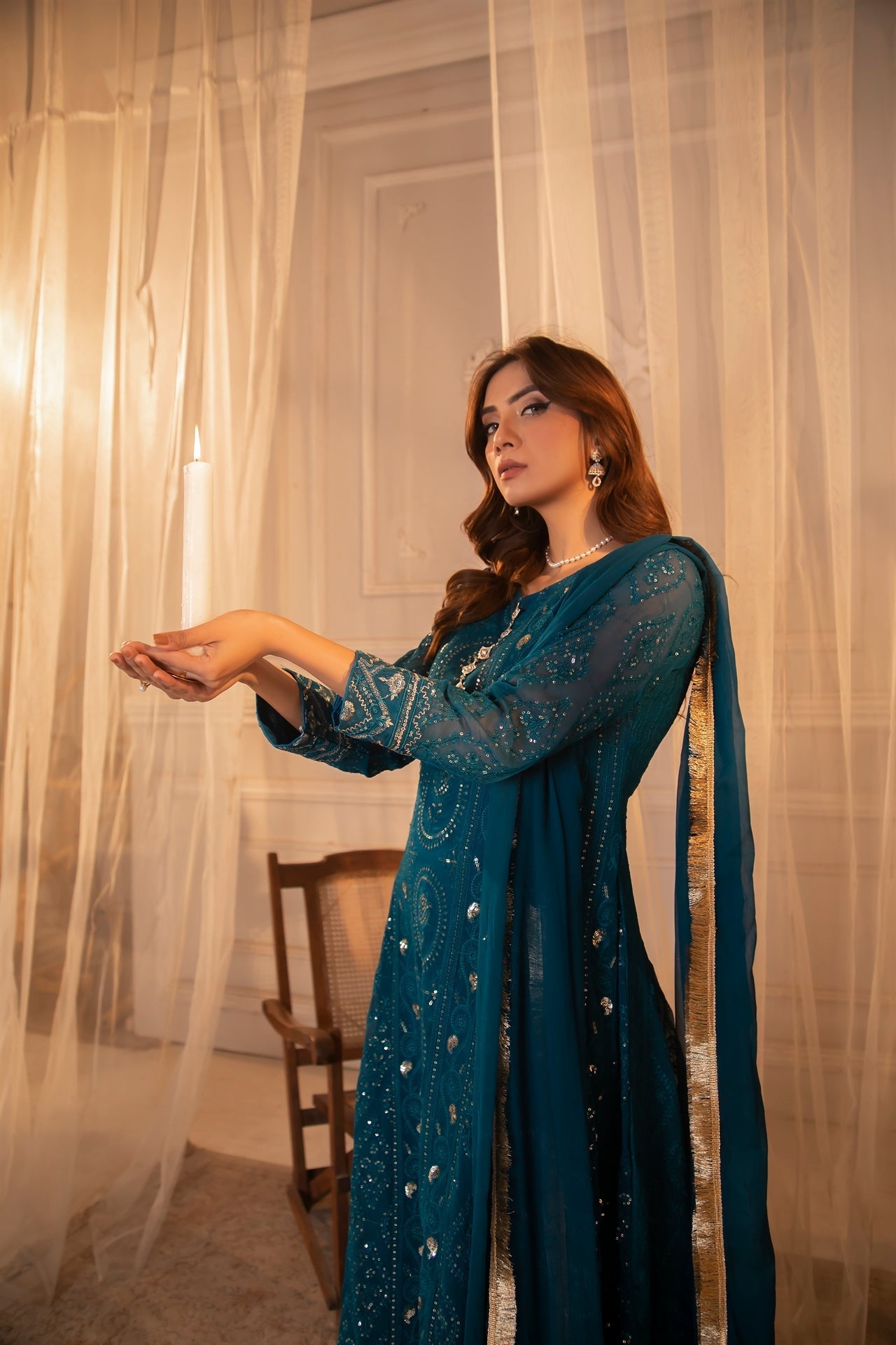 Manahils Stitched Formals Kurti 098
