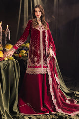 Qalamkar Unstitched 3 Piece Velvet Edit Suit-BK-02-Amara