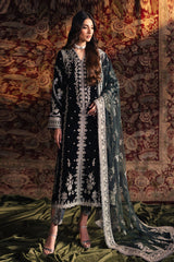 Qalamkar Unstitched 3 Piece Velvet Edit Suit-BK-03-Samira