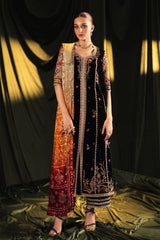 Qalamkar Unstitched 3 Piece Velvet Edit Suit-BK-06-Zola