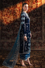 Qalamkar Unstitched 3 Piece Velvet Edit Suit-BK-07-Liyana