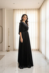 Veloria By Dressline Velvet Kaftan Winter Collection'2025-veloria-stitched-onyx-black