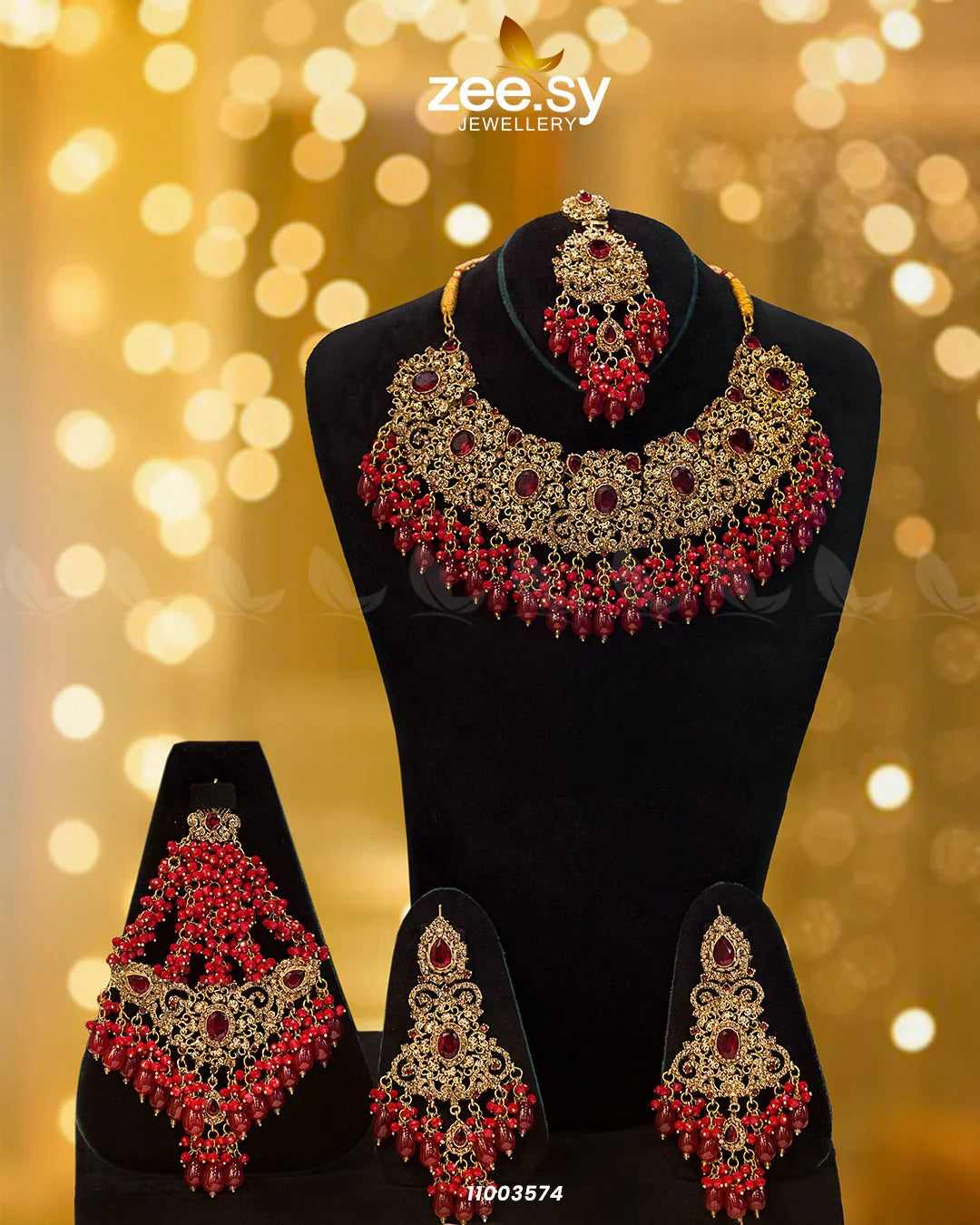 BRIDAL-0205 Red - Zeesy Jewellery