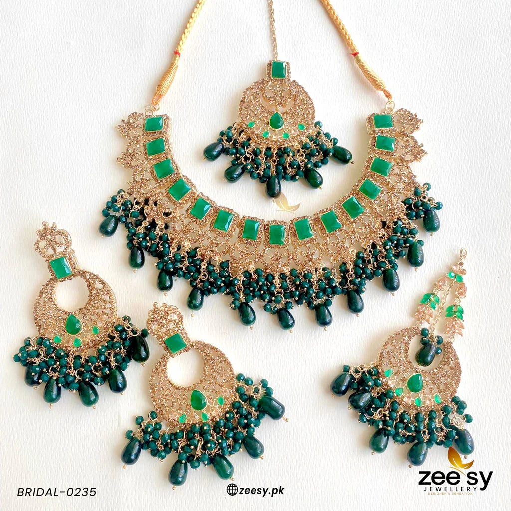 BRIDAL-0235 Green - Zeesy Jewellery