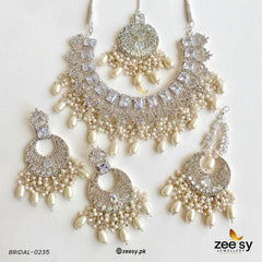 BRIDAL-0235 Silver Pearl - Zeesy Jewellery