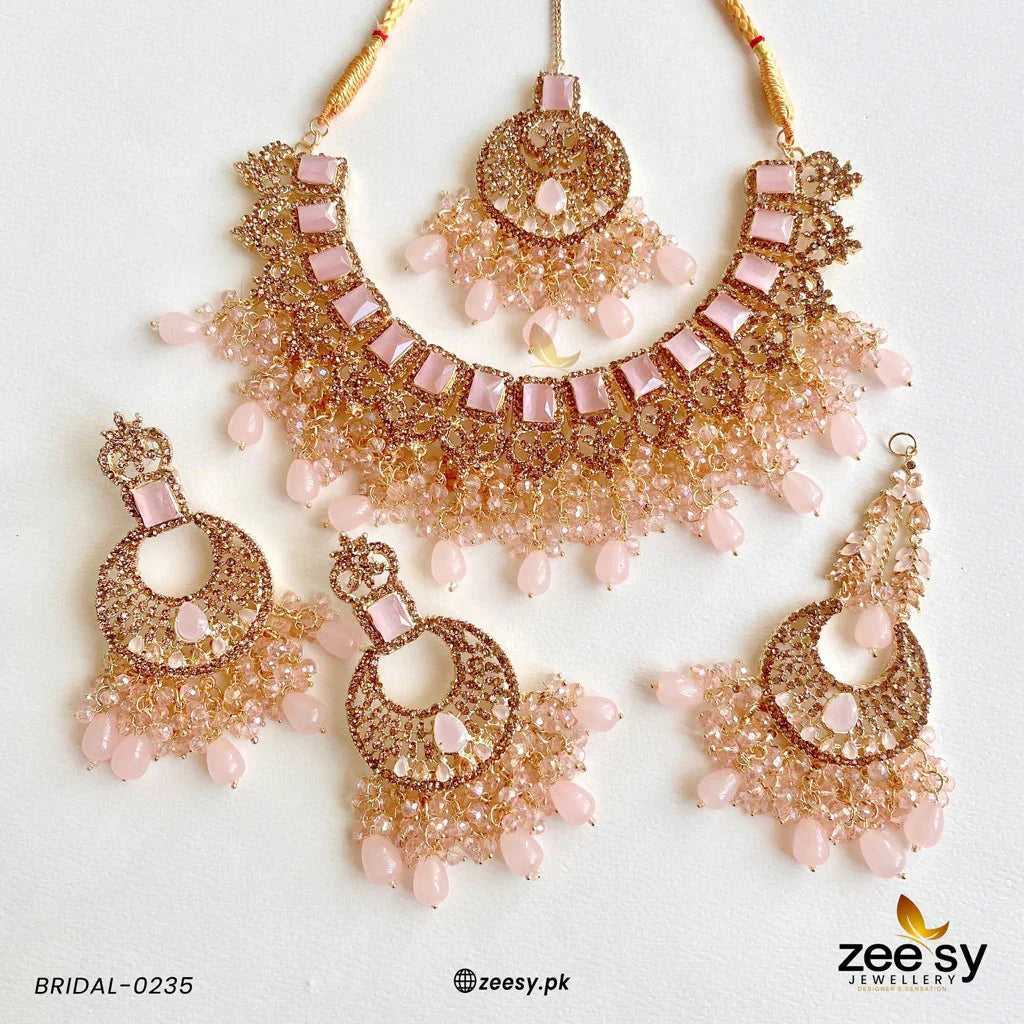 BRIDAL-0235 Pink - Zeesy Jewellery