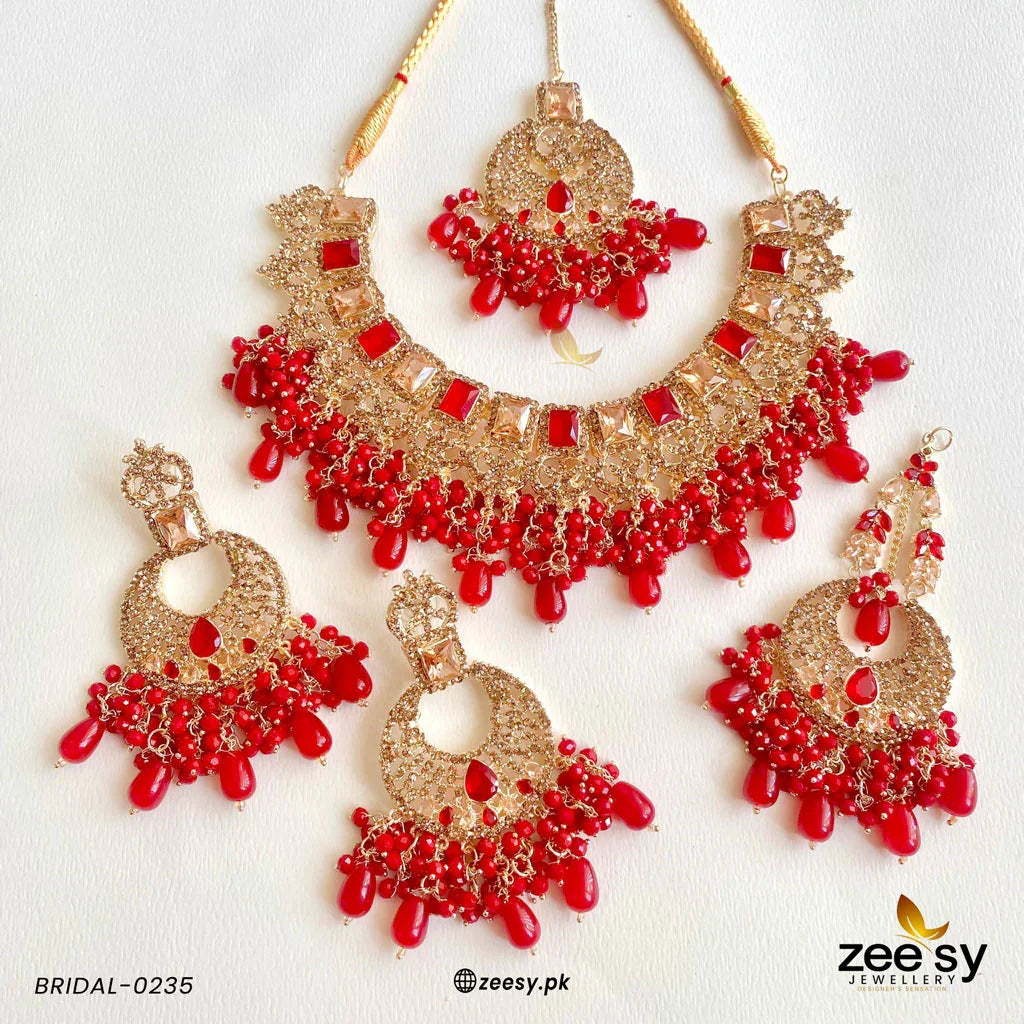 BRIDAL-0235 Red - Zeesy Jewellery