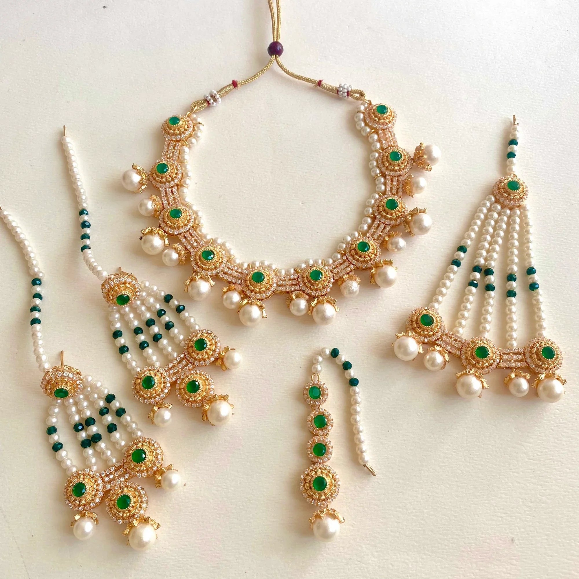 Crescent Bridal-0244 Green - Zeesy Jewellery