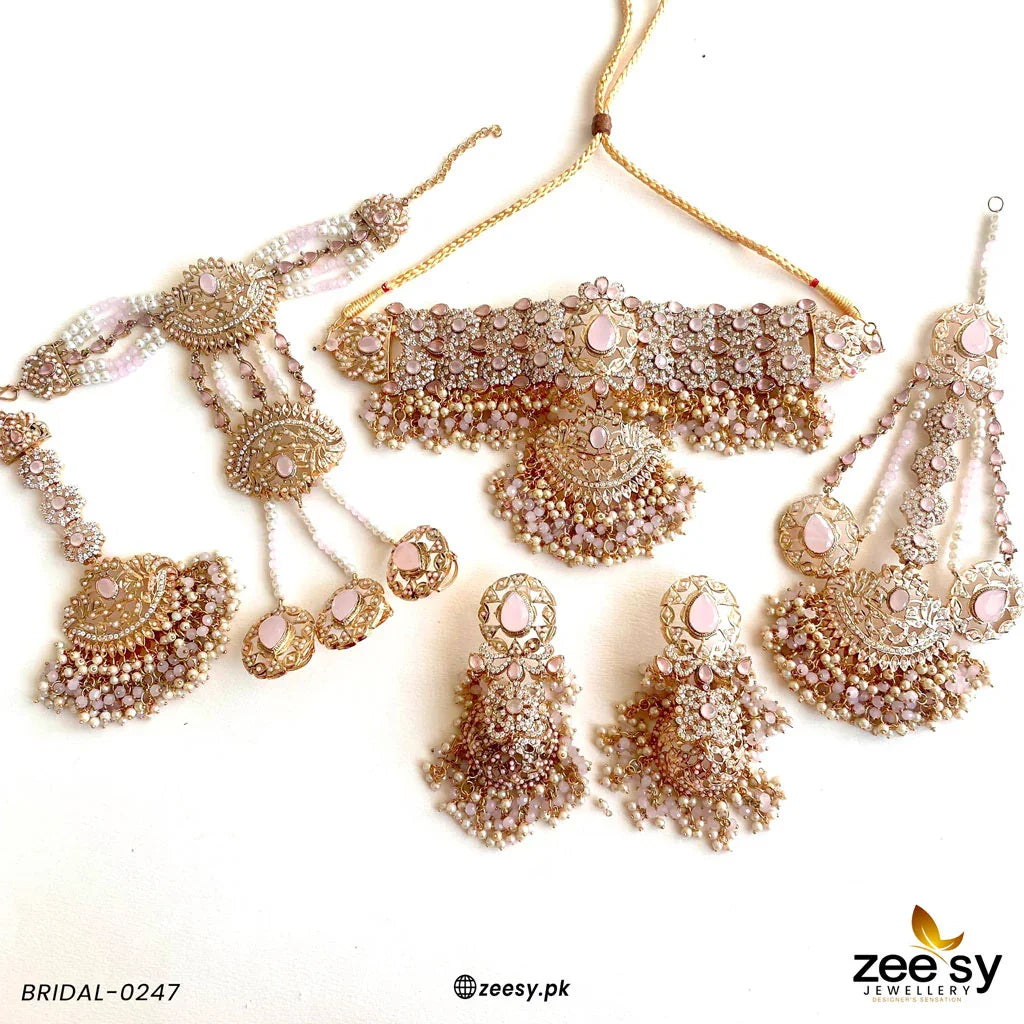 BRIDAL-0247 Pink - Zeesy Jewellery