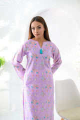 Silcot Stitched 2 Piece Summer Lawn Suit-Lilac Bloom Printed Lawn Suit