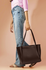 Fineur Pyramid Brown Tote Bag Premium leather ladies purse for office and university Pakistan