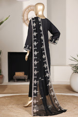 Khombi Stitched 3 Piece Summer Cotton Suit-Balochi-Black