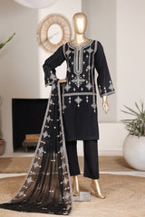Khombi Stitched 3 Piece Summer Cotton Suit-Balochi-Black