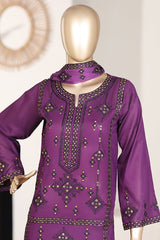 Khombi Stitched 3 Piece Summer Cotton Suit-Balochi-Purple