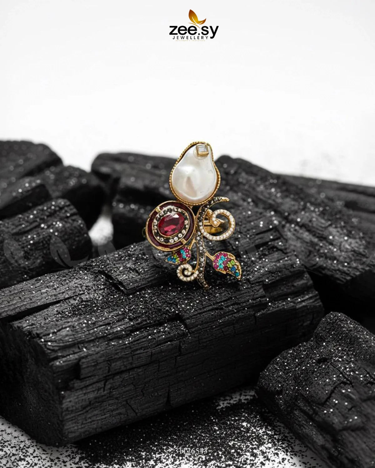Baroque Crystal Rose Ring - Zeesy Jewellery