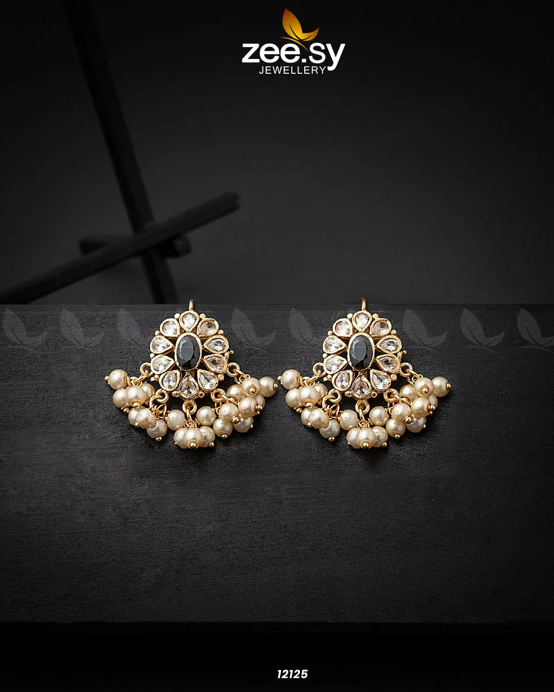 Beads Studs Earrings Black - Zeesy Jewellery