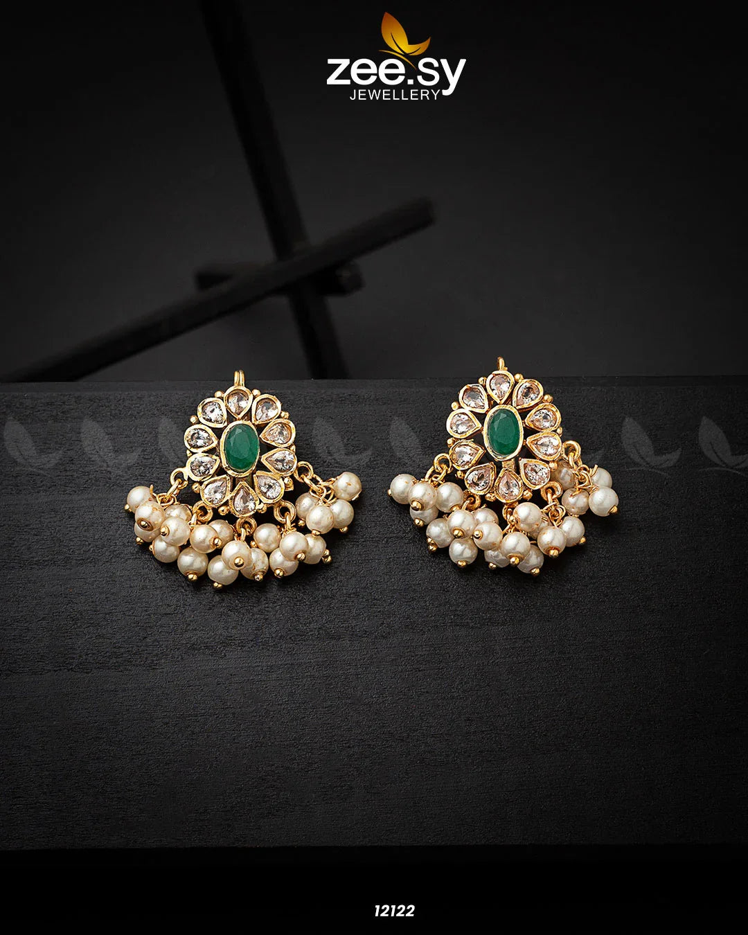 Beads Studs Earrings Green - Zeesy Jewellery