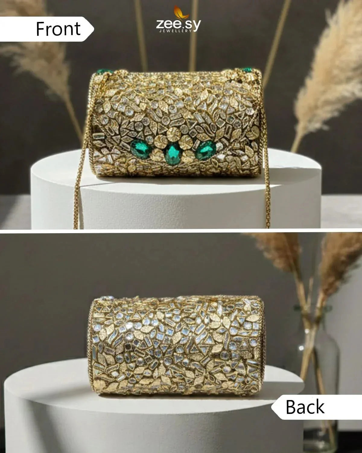 Bella Ferozah Leaf Clutch Bag