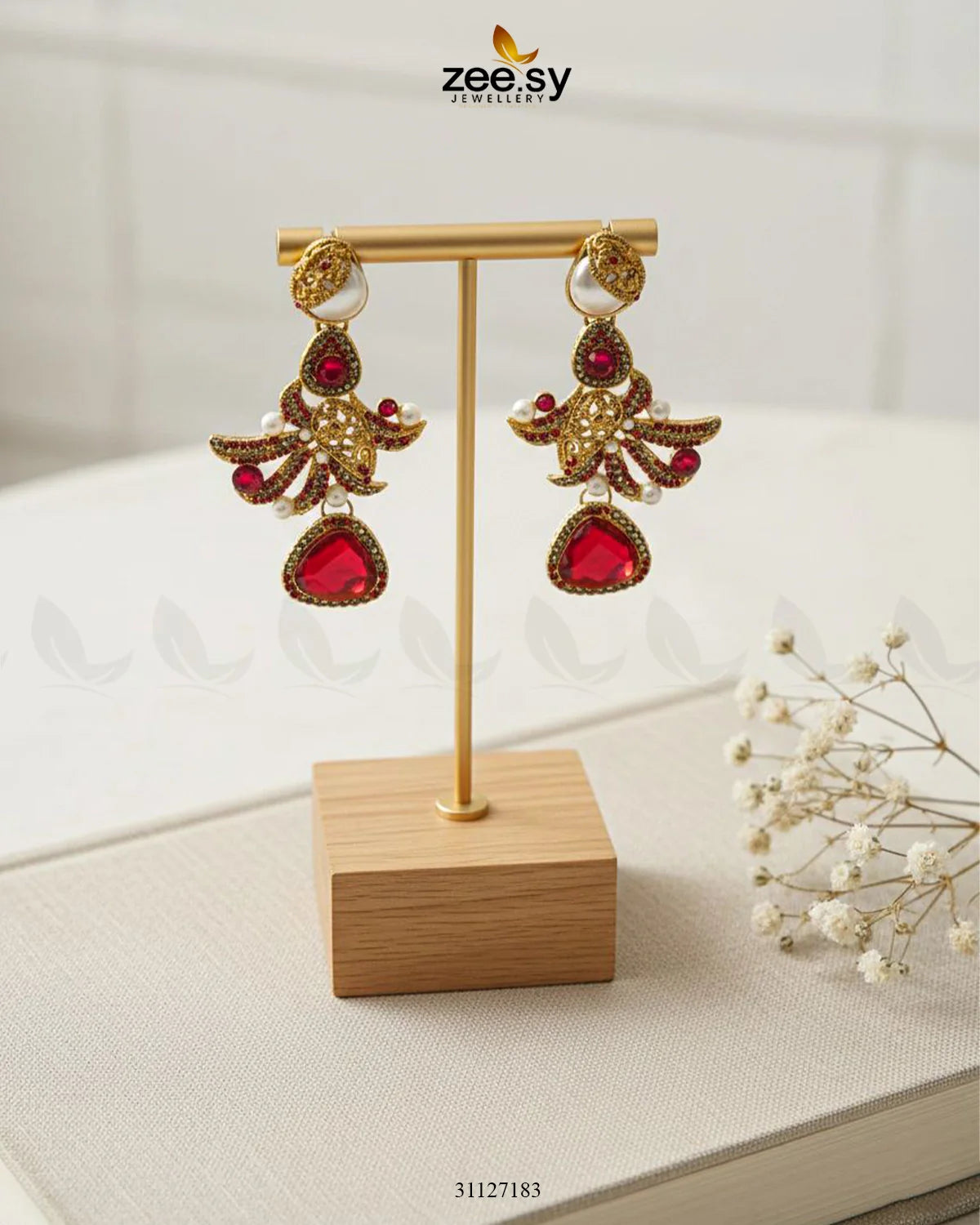 Bella Ruby Statement Drop Earrings - Zeesy Jewellery