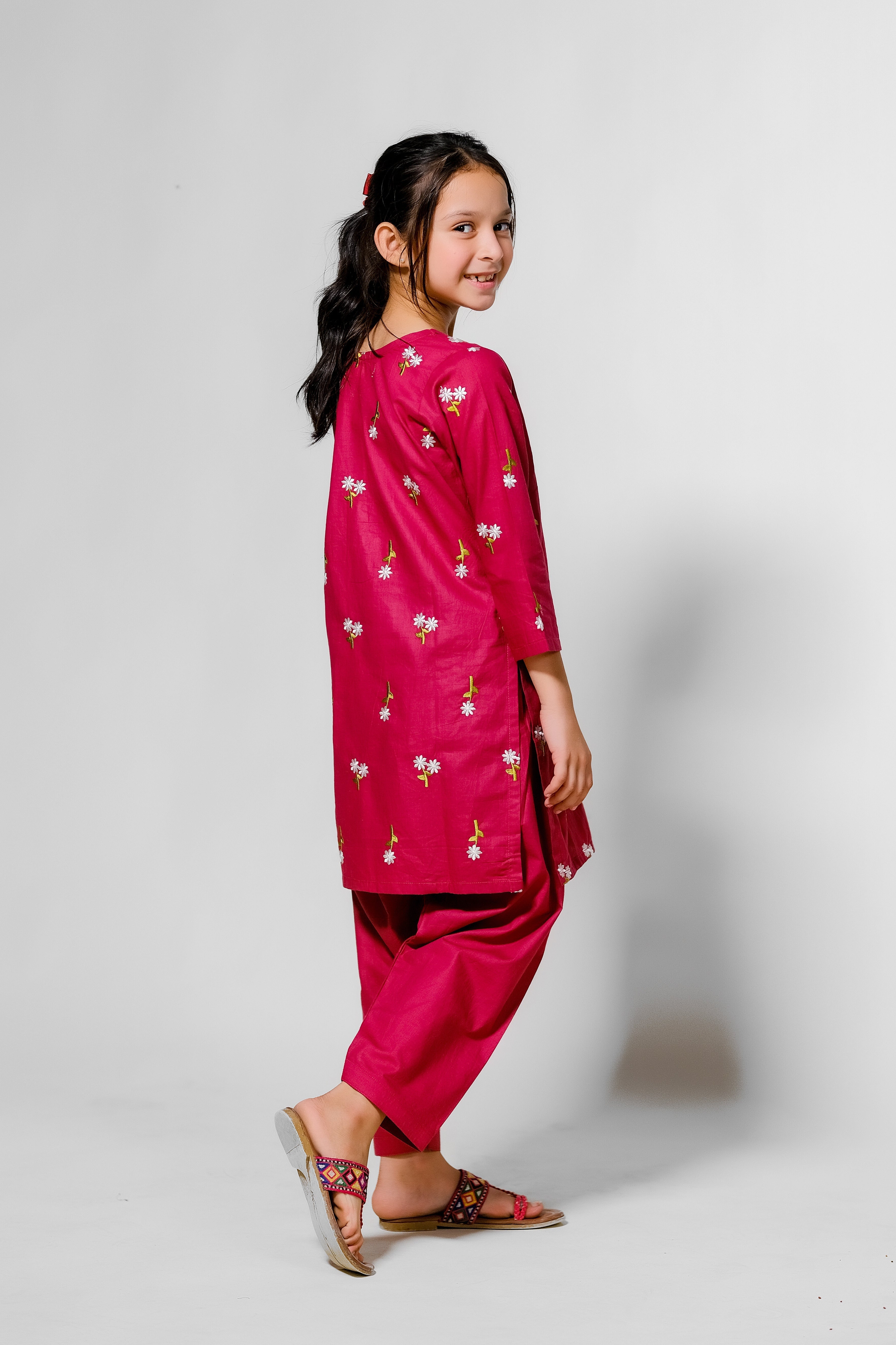 Sprinkles Stitched 2 Piece Summer Co Ord Sets Kids Collection'2025-Berry Blossom - 2pcs - Embroidered