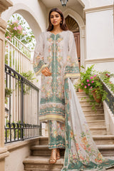 Bin Saeed Stitched 3 Piece Exc Chikankari Lawn Suit-SM-2136-Off White