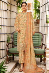 Bin Saeed Stitched 3 Piece Exc White and White Chikankari Suit-SM-2007-Cream