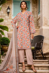 Bin Saeed Stitched 3 Piece Exc Printed Lawn Vol-03 Suit-NSM-2267-Brown