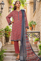 Bin Saeed Stitched 3 Piece Exc Printed Lawn Vol-03 Suit-NSM-2270-Maroon