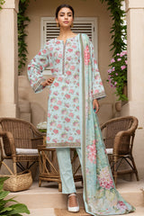 Bin Saeed Stitched 3 Piece Exc Printed Lawn Vol-03 Suit-NSM-2269-Ferozi