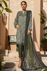 Bin Saeed Stitched 3 Piece Exclusive Printed Lawn Vol-09 Suit-NSM-2241-Mehndi