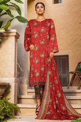 Bin Saeed Stitched 3 Piece Exclusive Printed Lawn Vol-09 Suit-NSM-2243-Maroon